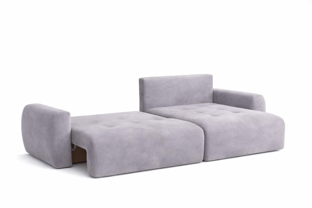 ECKSOFA Mit Schlaffunktion Und Bettkasten L-Form Ivo L, Veloursstoff Salvador, Grau, Rechts - Grau, Holz (250/142cm) - Kaiser Möbel
