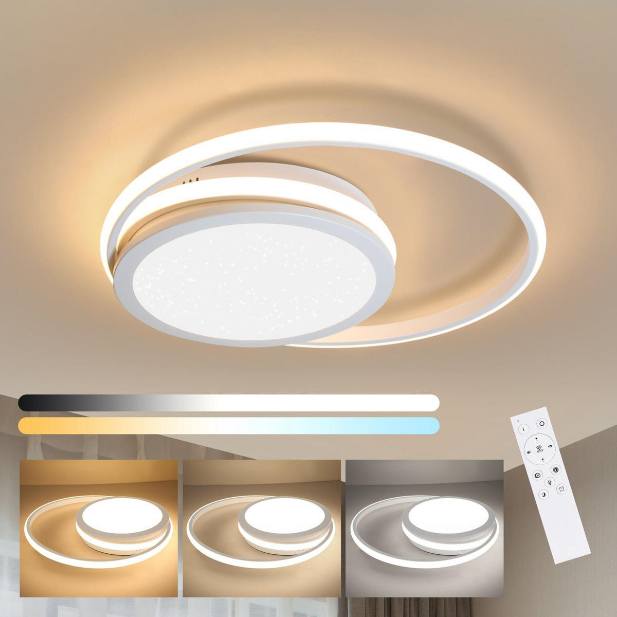 LED-DECKENLEUCHTE Bruno 47/47/7 cm - Weiß, Metall (47/47/7cm) - Nettlife
