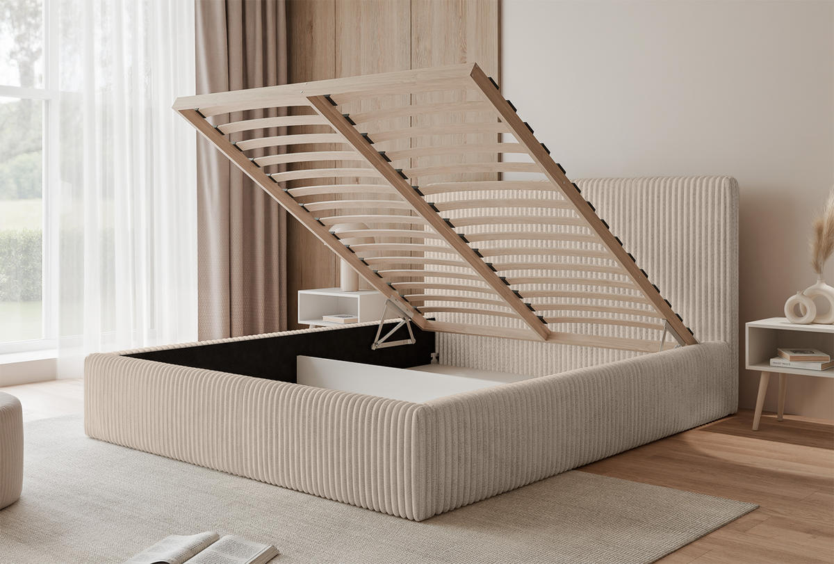 POLSTERBETT Fiugii 140x200 cm, Beige - Beige, Textil (140/200cm) - Fedve