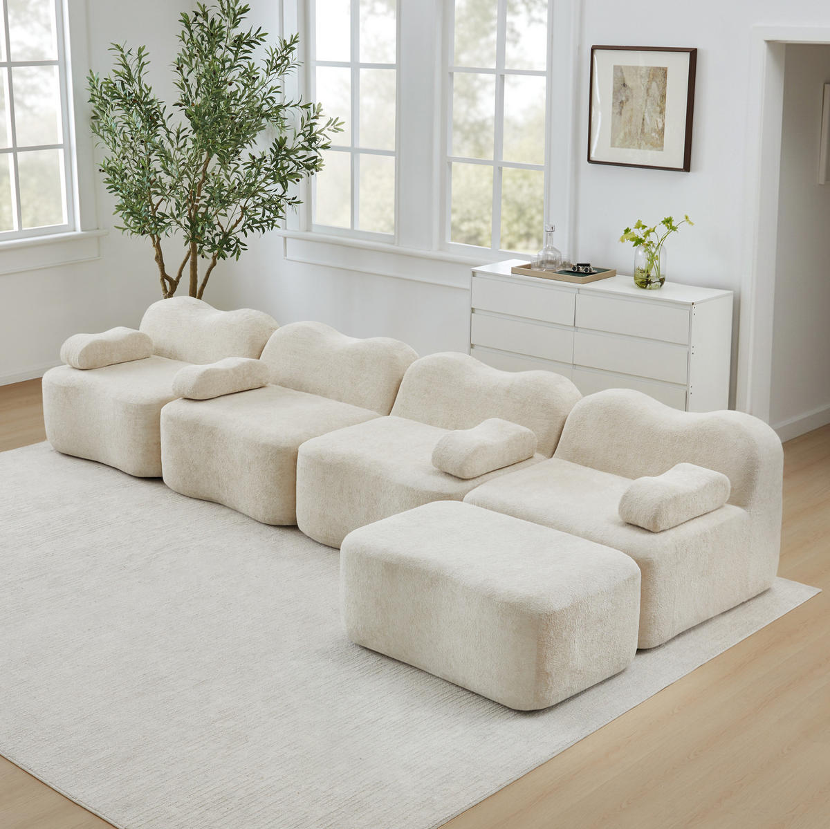 ECKSOFA 384/167/70 cm Beige aus Velvet mit modularem Design - Beige, Textil (167/384cm) - OKMYHOME