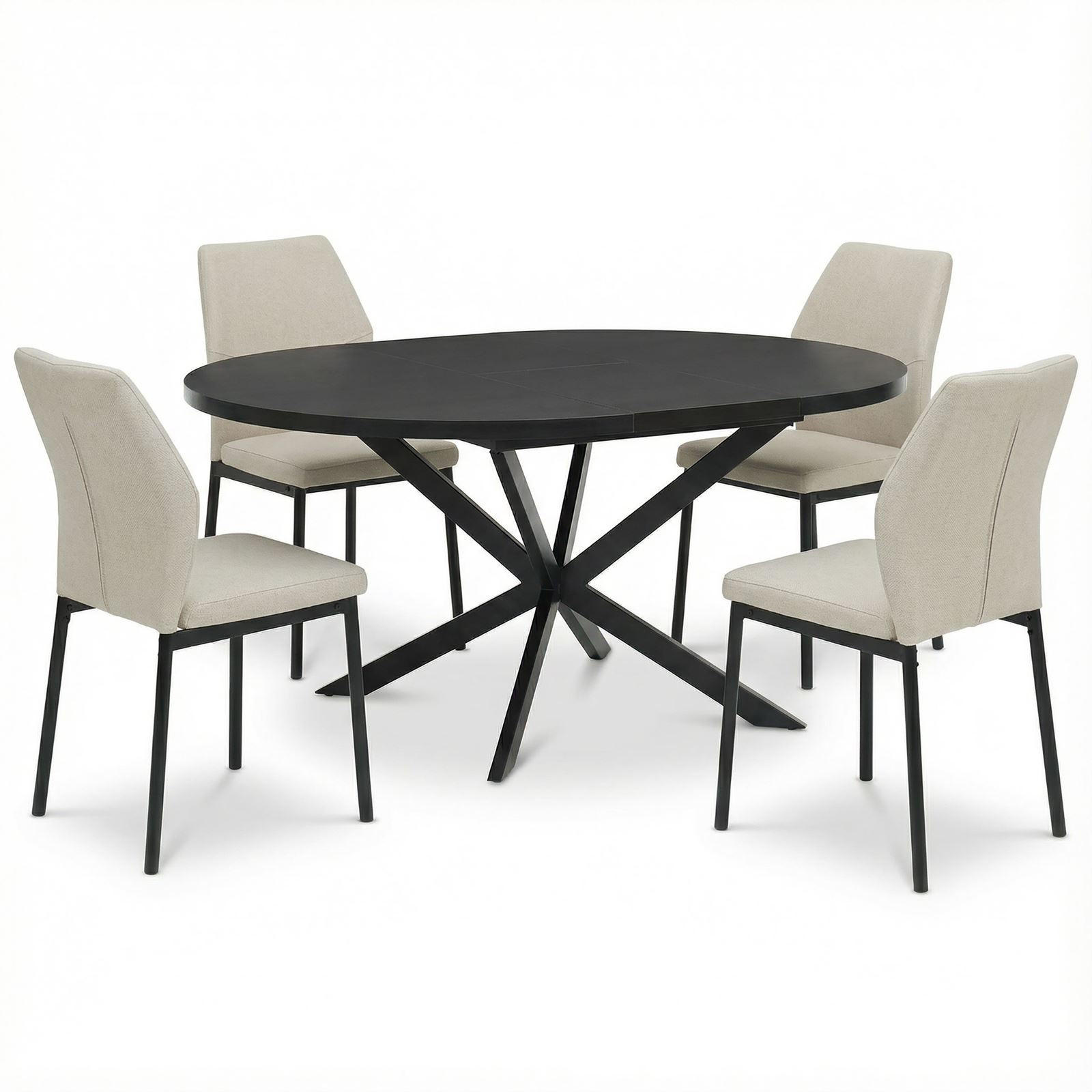 ESSGRUPPE CHESTER/VANORA 5er Set schwarz - Schwarz, Holzwerkstoff/Metall - IDIMEX