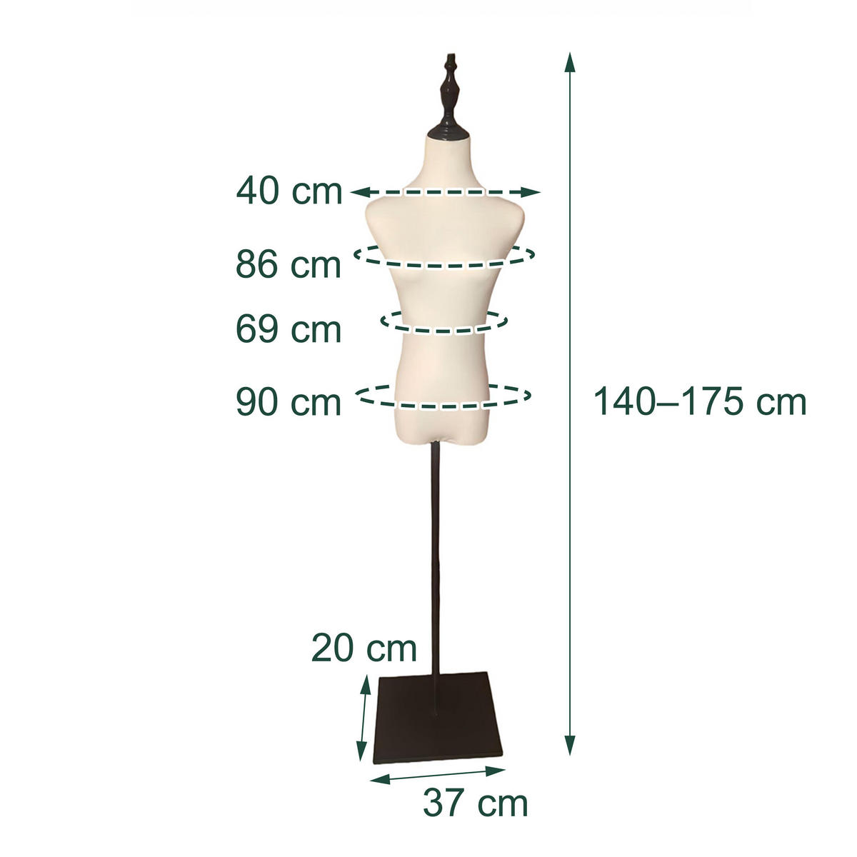 ŠIJACIA panna - krémová, kov/textil (37/175/23cm) - Relaxdays