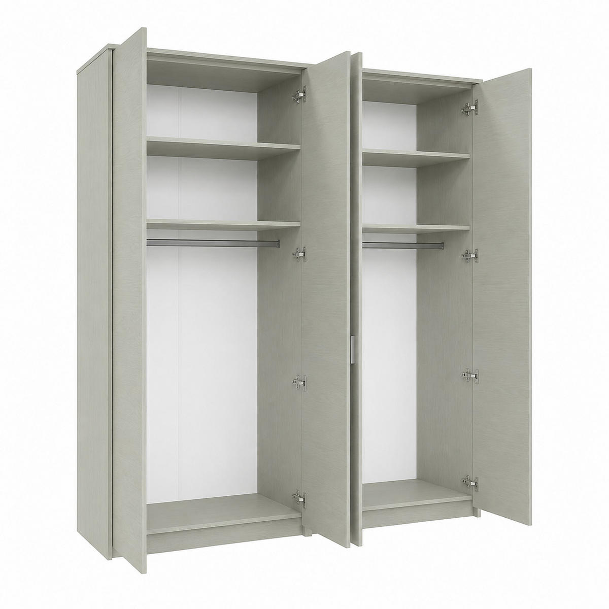KLEIDERSCHRANK MIT SPIEGEL: Eukalyptus / Griffe Silber, 205 x 65 x 217,2 cm - Silberfarben/Grün, Holzwerkstoff (205/217.2/65cm) - 3XE LIVING