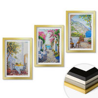 WANDBILDER 3er Set - 20x30 cm Goldrahmen - Charmante Straßen, Pflanzen, Meer - Goldfarben, Kunststoff (20/30cm) - ArtPrintCave