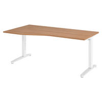 SCHREIBTISCH Serie-XB 100/180/74 cm in Nussbaumfarben/Weiß/Alu poliert - Silberfarben/Nussbaumfarben, Holzwerkstoff (100/180/74cm) - bümö