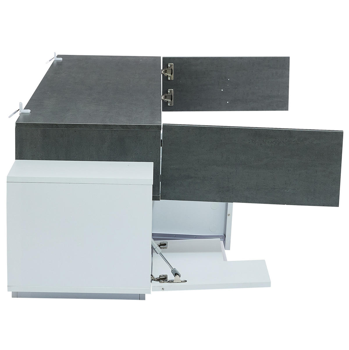 LOWBOARD 180/40/45 cm aus Spanplatte mit LED-Beleuchtung und Glasablagen Weiß/Grau - Weiß, Holzwerkstoff (180/45/40cm) - Modenvie