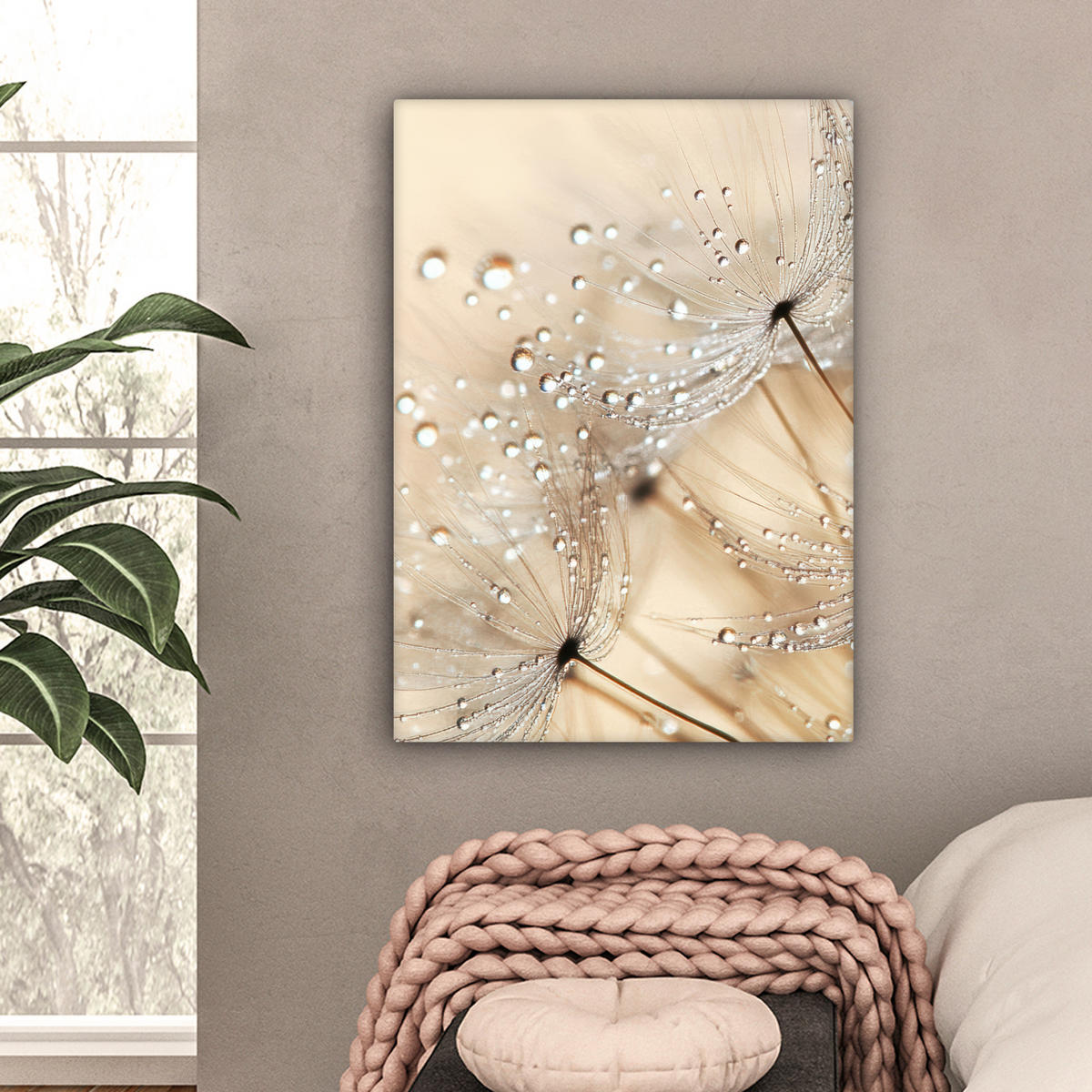 LEINWANDBILD Löwenzahn - Abstrakt - Natur - Beige 60x80 cm - Braun, Textil (60/80cm) - MuchoWow