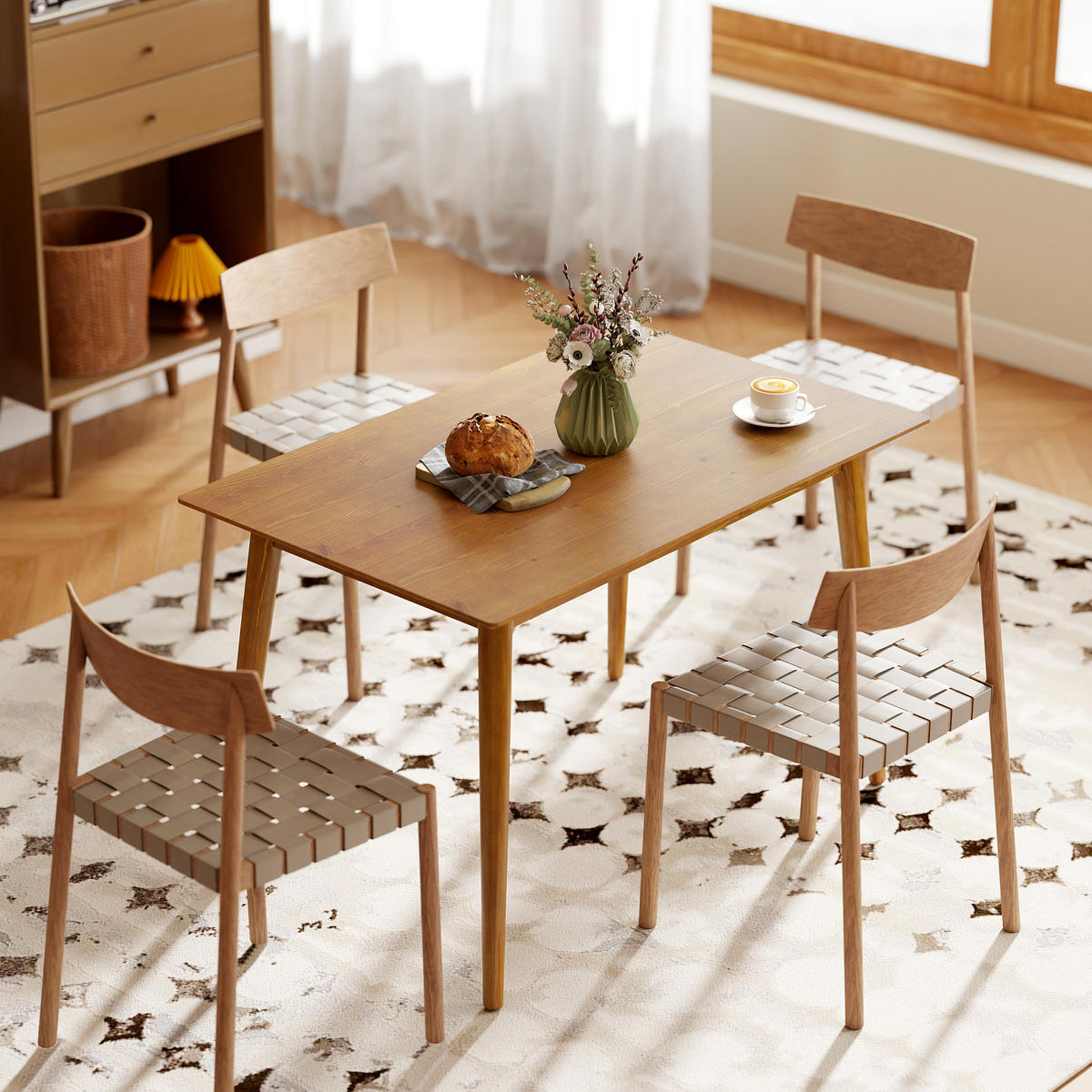 ESSTISCH DE-16482 Retro-Design mit konischen Beinen Naturholz - Braun, Holz (120/75/76cm) - ComfortXL