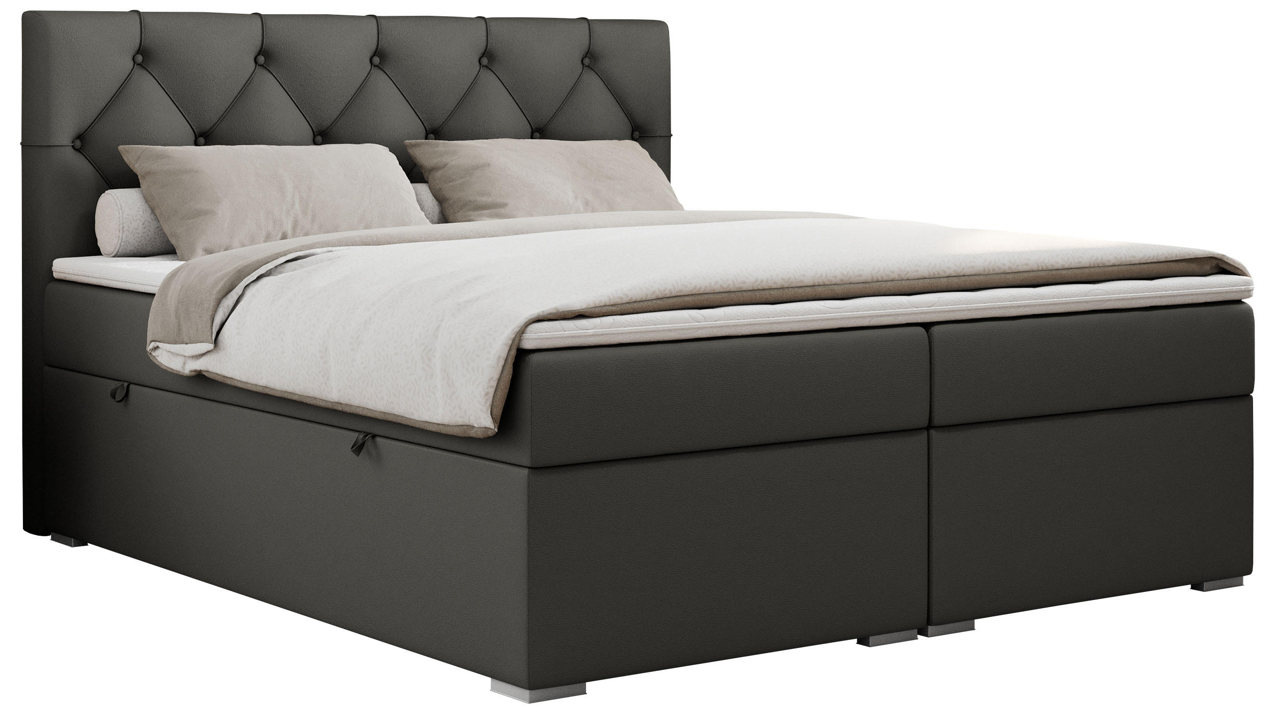 BOXBETT ALDA 160/200 Dunkelgrau Kunstleder - H3 - Dunkelgrau, Holz/Textil (160/200cm) - MKS