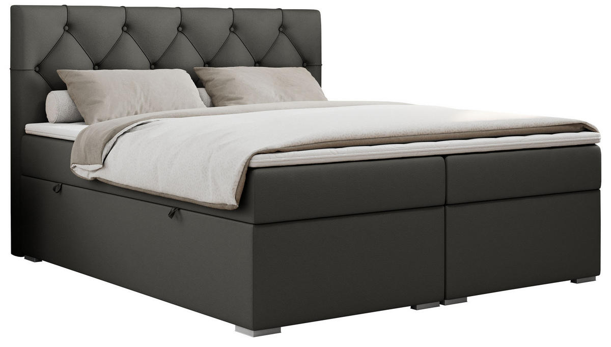 BOXBETT ALDA 120/200 Dunkelgrau Kunstleder - H3 - Dunkelgrau, Holz/Textil (120/200cm) - MKS