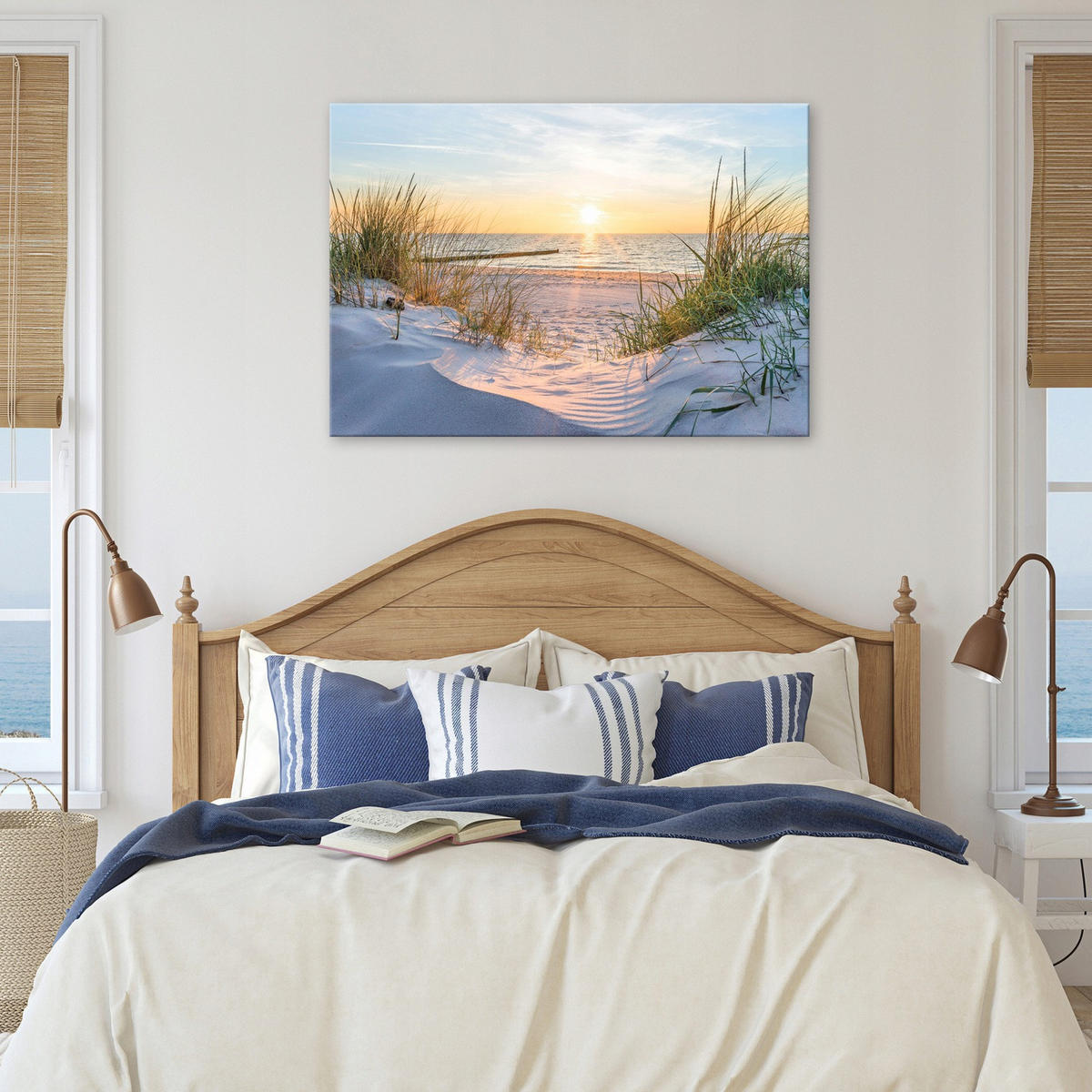 LEINWANDBILD Strand Meer Bilder Modern 120x80 - Multicolor, Holzwerkstoff (120/80cm) - Wallarena