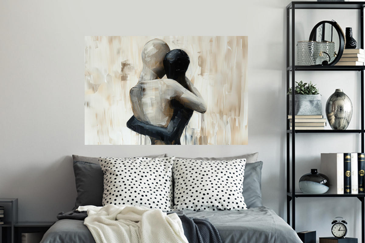 WANDTATTOO Abstrakt - Liebe - Schwarz und weiß - Modern 120x80 cm - Schwarz, Kunststoff (120/80/0.1cm) - MuchoWow