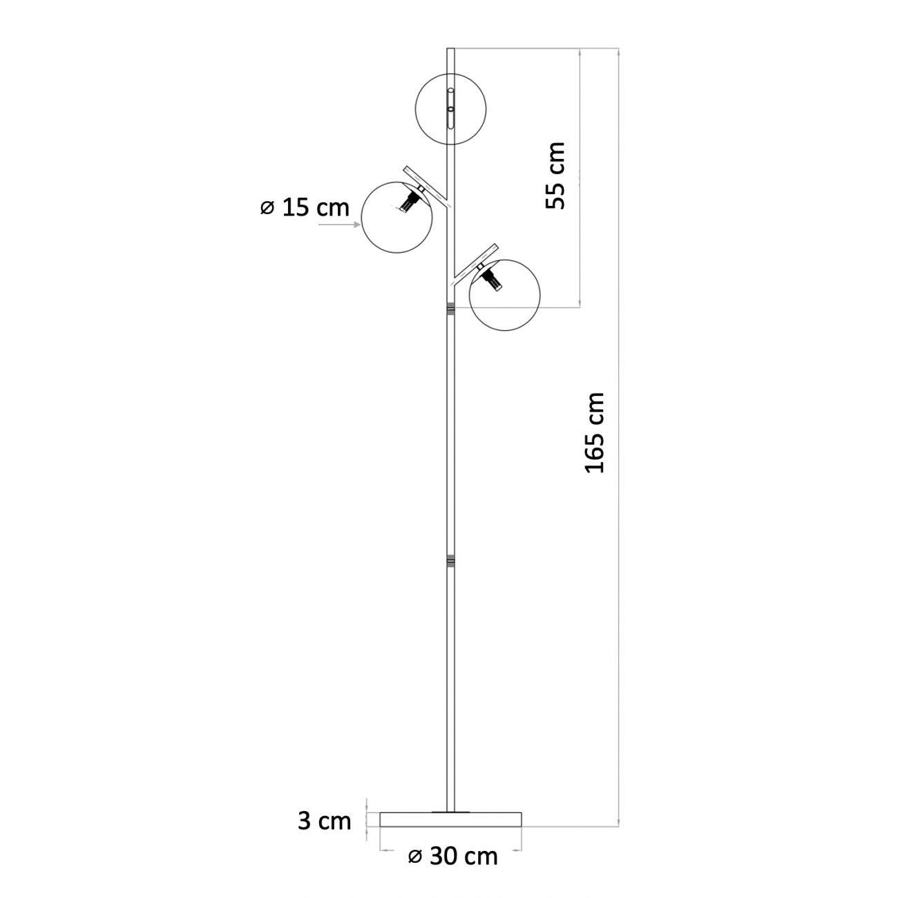 STEHLEUCHTE Estrela, Gold / Messing, 165cm - Goldfarben, Glas (165/30/165cm) - KOSILUM