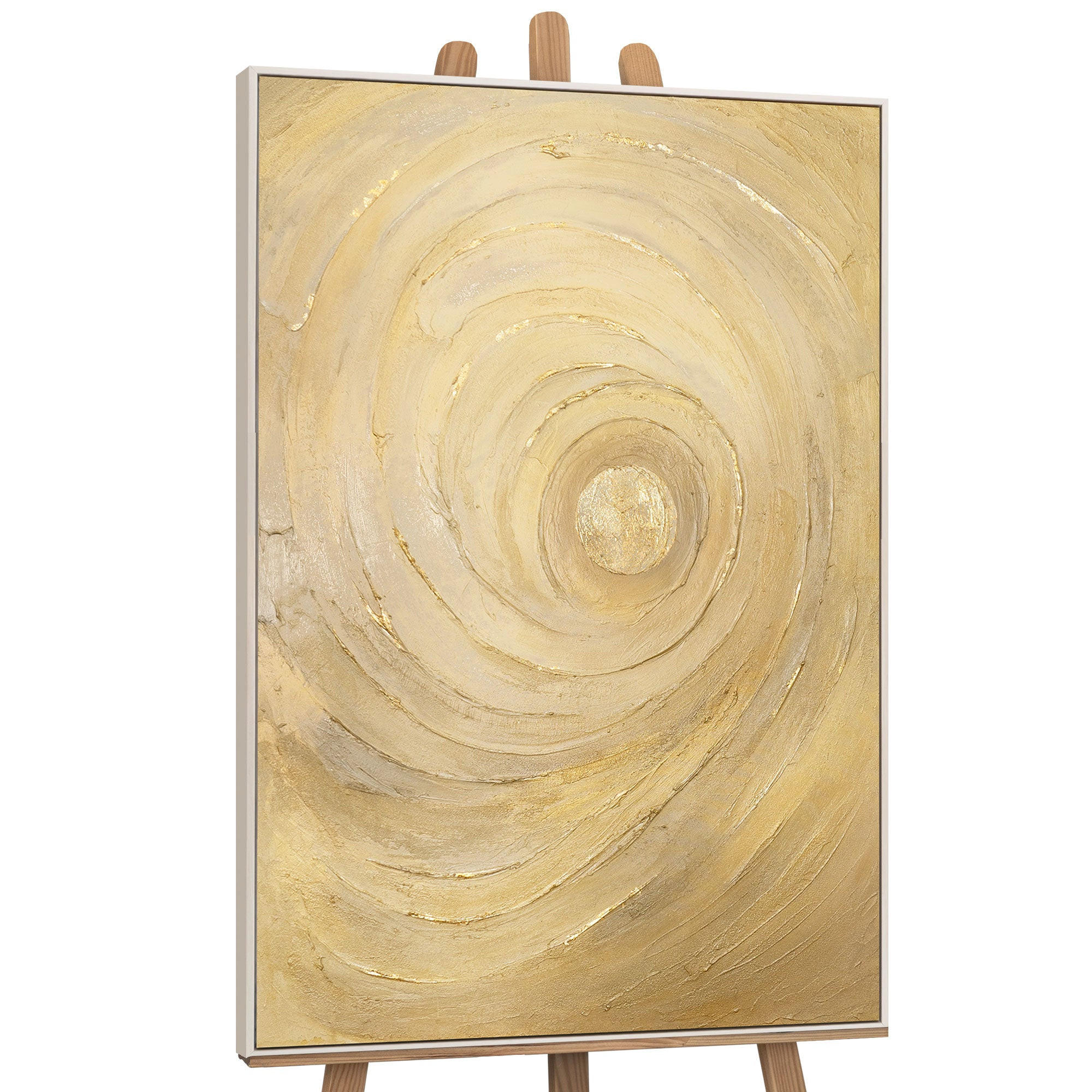 GEMÄLDE Kreise der Zeit Schattenfugenrahmen Beige 140x100 cm - Beige, Holz (140/100cm) - YS-art gallery