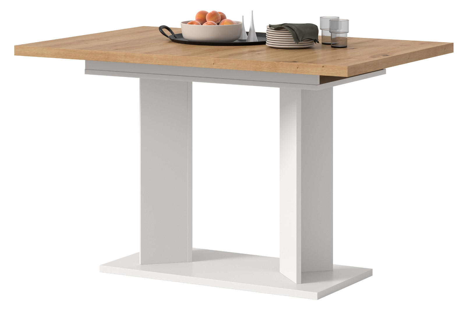 Inn.Furn Esstisch Eiche Artisan, Weiß 120x76x80 cm