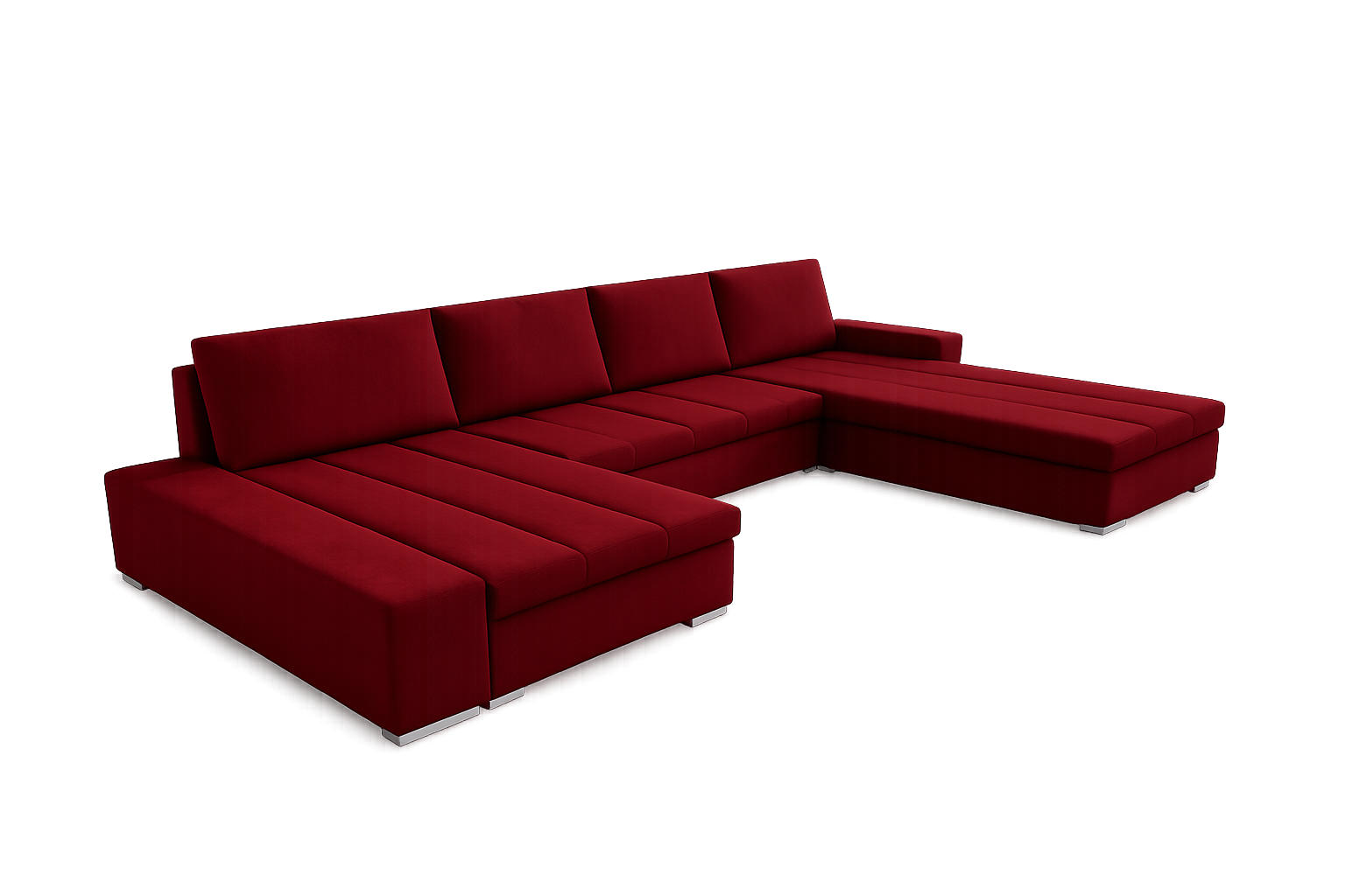 WOHNLANDSCHAFT VERONA U-Form mit Schlaffunktion, Bettkasten und Wellenfederung – Großzügiges Ecksofa 387 cm - Rot, Kunststoff (387/85/213cm) - Wohnideebilder