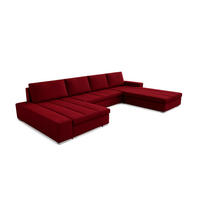 WOHNLANDSCHAFT VERONA U-Form mit Schlaffunktion, Bettkasten und Wellenfederung – Großzügiges Ecksofa 387 cm - Rot, Kunststoff (387/85/213cm) - Wohnideebilder