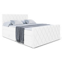BOXSPRINGBETT LEPARO-Z KING - 200 x 200 - H3/H4 - Weiß Hochglanz - Weiß, Holzwerkstoff (200/200cm) - ALTDECOR