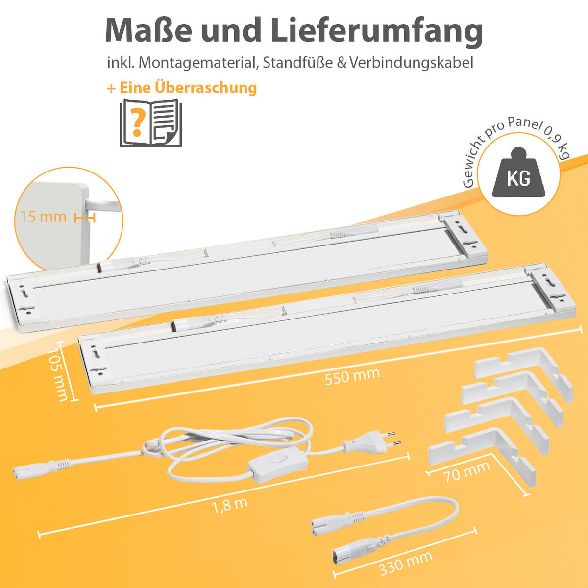 INFRAROT-SCHIMMELENTFERNER - chemiefrei für Wand und Bad, flexible Nutzung als Wand- oder Standgerät, 2er-Set - Weiß, Metall (10.5/50.5/1.5cm) - Northpoint