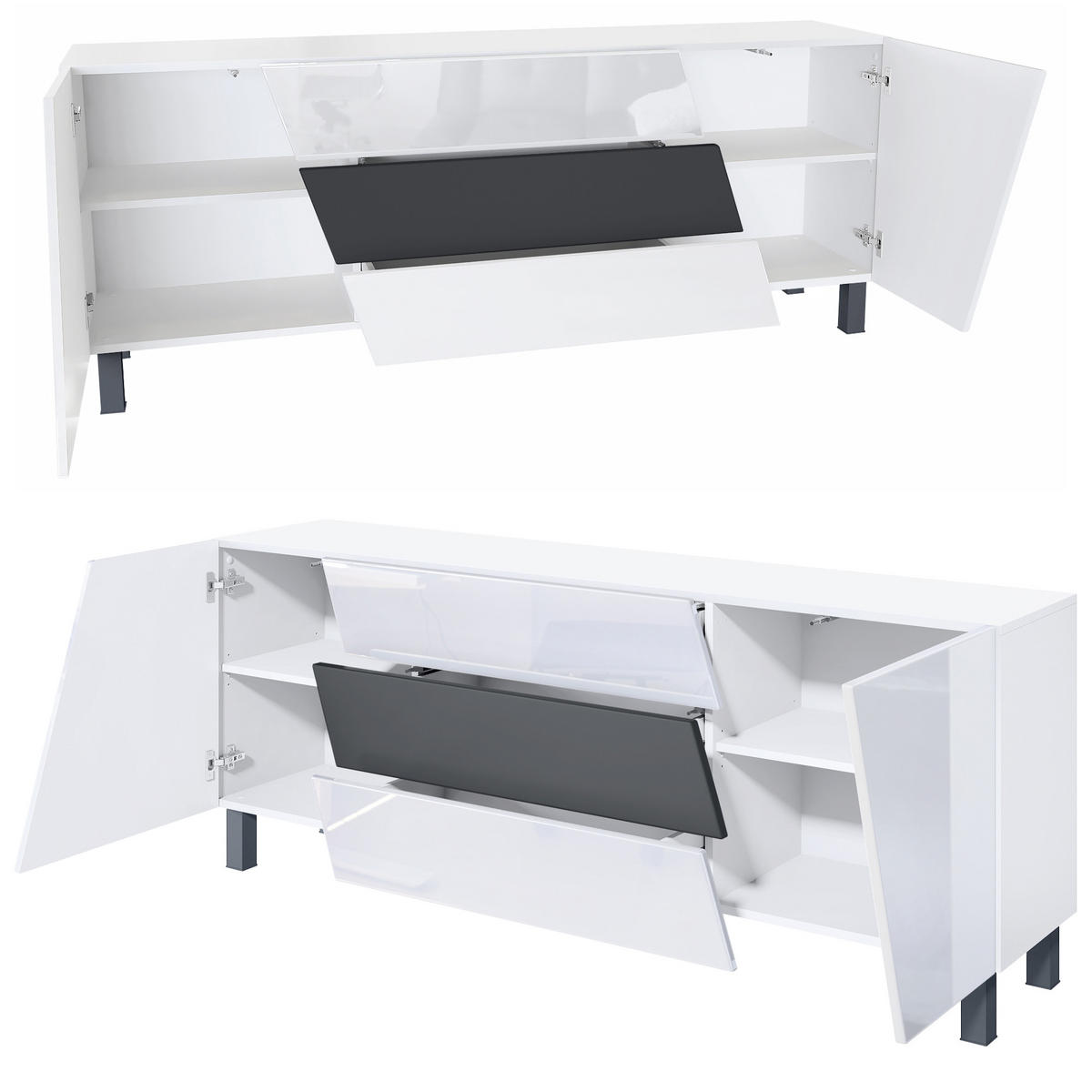 SIDEBOARD Houston Schwarz matt - Schwarz, Holzwerkstoff (178/69.5/38.5cm) - Vladon