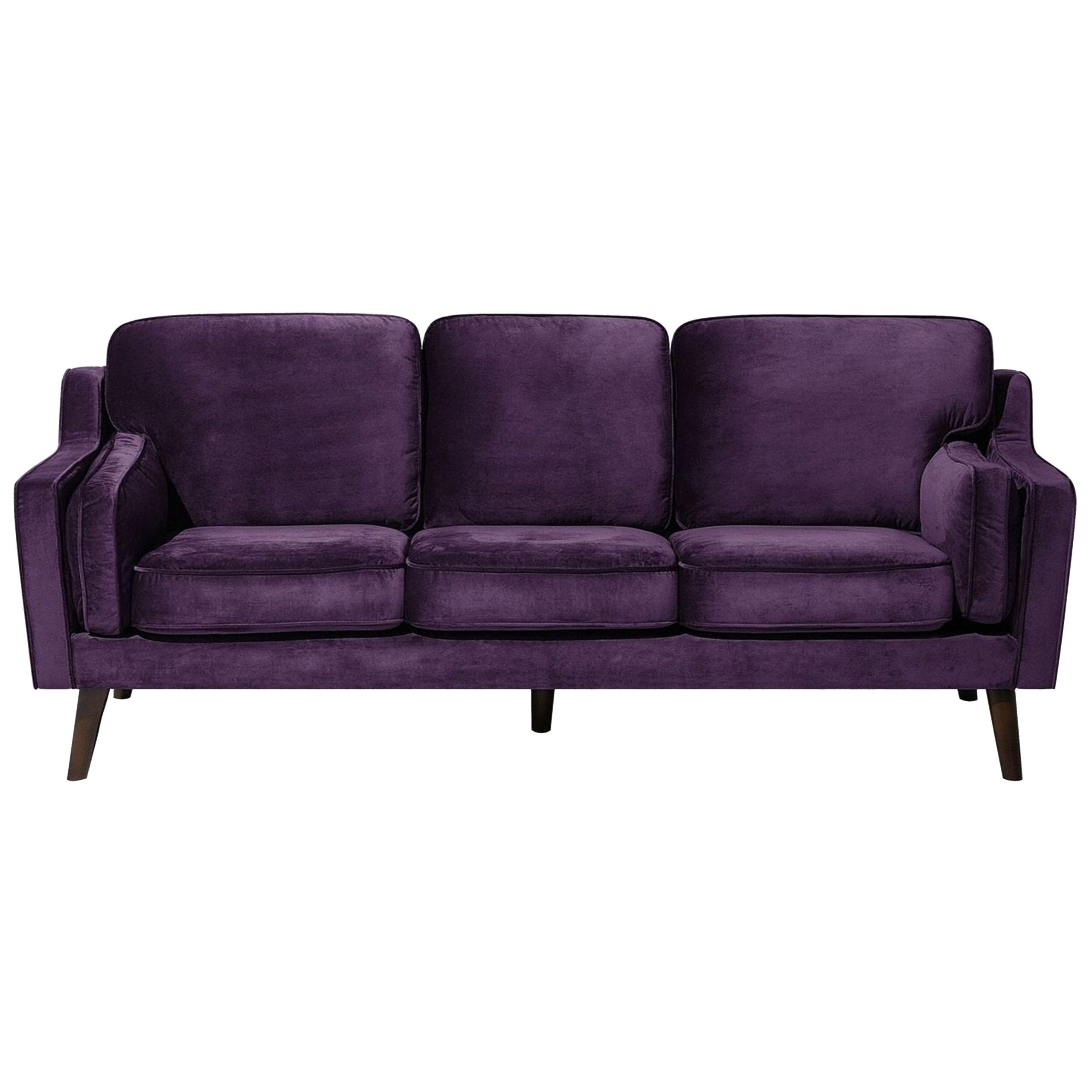 3-SITZER-SOFA Samtstoff Violett Lokka - Violett, Textil (204/85/83cm) - Beliani