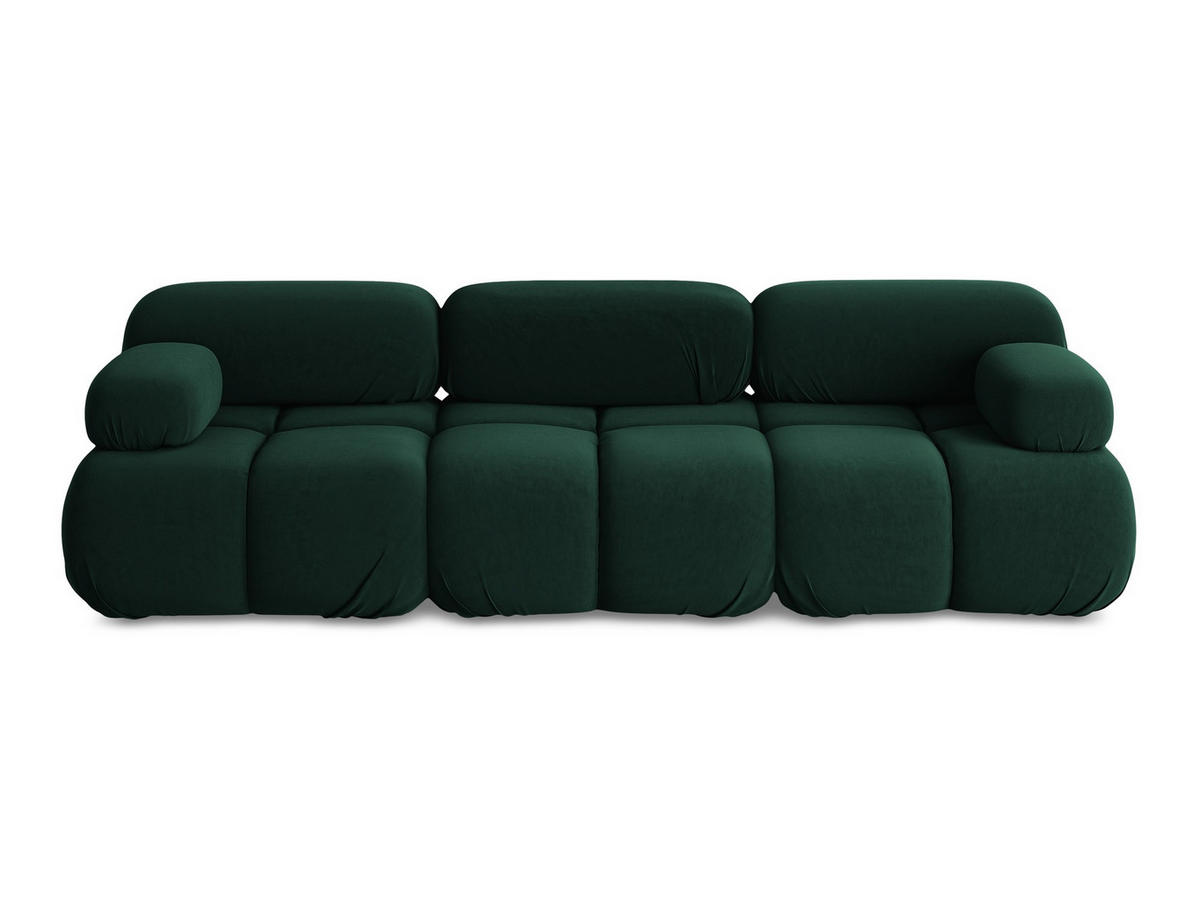 3-SITZER SOFA Samt Stoff Grün - Blau/Dunkelgrün, Kunststoff/Textil (285/70/96cm) - Makamii