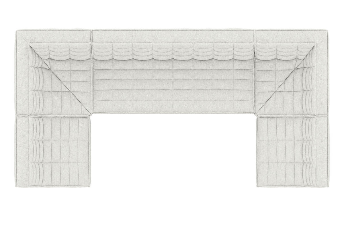 ECKSOFA Modulares U-Form, Plüschstoff Pop, Ice, LAZY U Medium - Weiß, Holz (386/76/173cm) - Kaiser Möbel