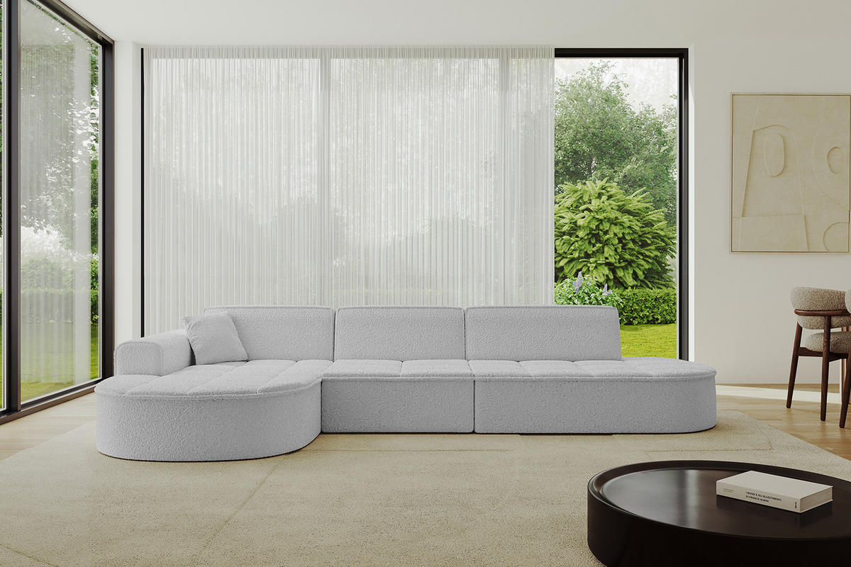 ECKSOFA Ottomane Links TARO-L2 - 328x171x79,5 cm Hellgrau - Hellgrau, Holzwerkstoff/Textil (328/171cm) - ALTDECOR