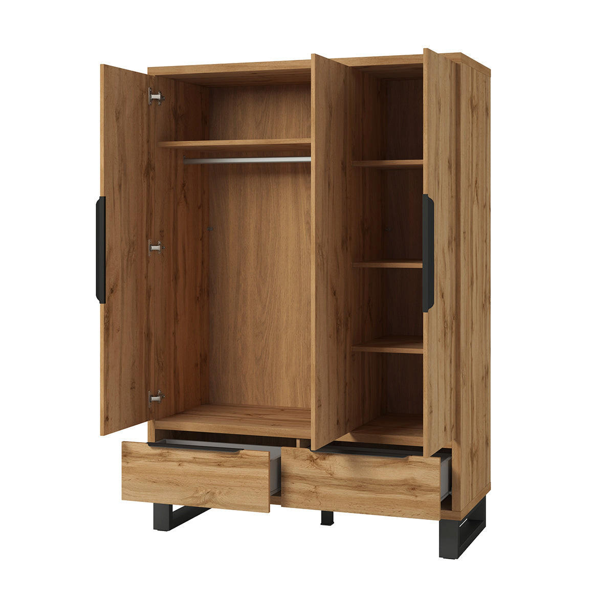SKRIŇA 3 dvere Eden Drevo - hnedá, kompozitné drevo (145/210.3/60cm) - Petits-meubles