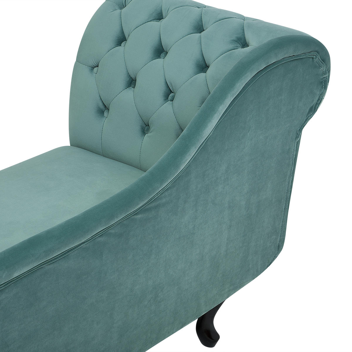 CHAISELONGUE Samtstoff mintgrün linksseitig Nimes - Schwarz/Mintgrün, Textil (170/79/61cm) - Beliani