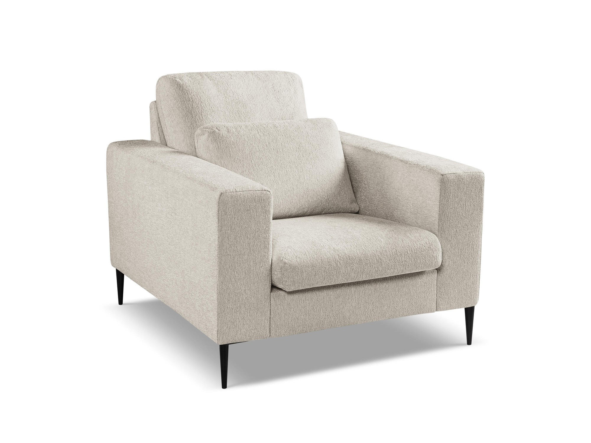 SESSEL Chenille Stoff Beige - Beige/Schwarz, Holzwerkstoff/Textil (93/88/105cm) - Makamii
