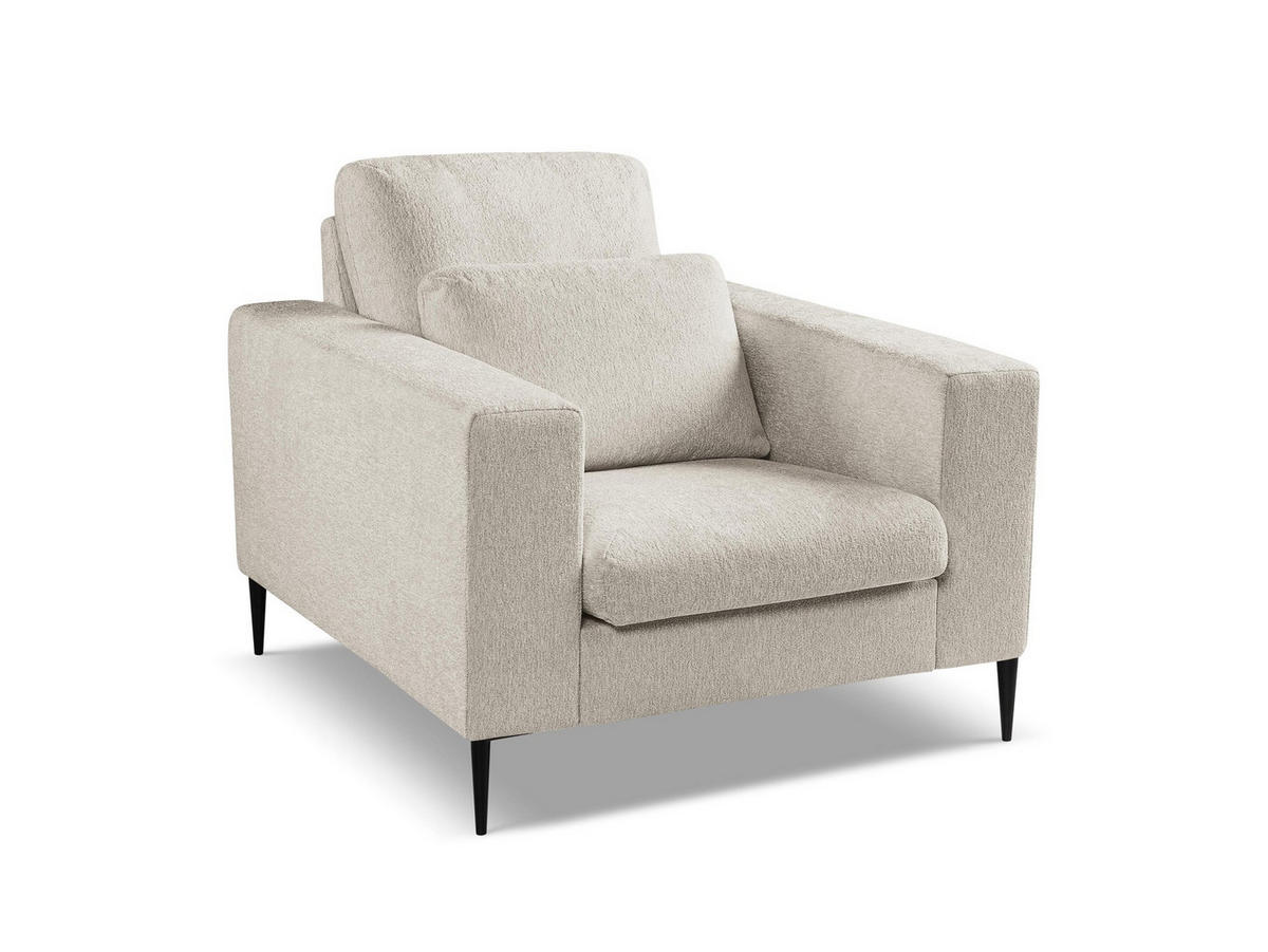 SESSEL Chenille Stoff Beige - Beige/Schwarz, Holzwerkstoff/Textil (93/88/105cm) - Makamii