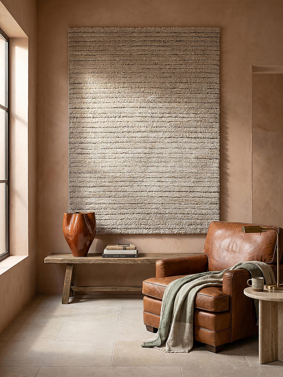 HOCHFLORTEPPICH Streifen ATRIO Polypropylen Beige 120 x 170 cm - Beige, Textil (120/170cm) - KADIMA DESIGN