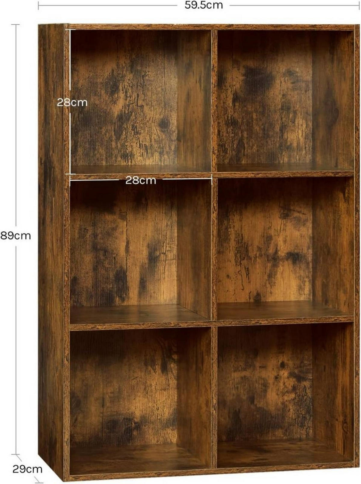BÜCHERREGAL mit 6 Fächer, Holzwerkstoff, Rustikales Braun - Dunkelbraun, Holzwerkstoff (59.5/89/29cm) - Woltu