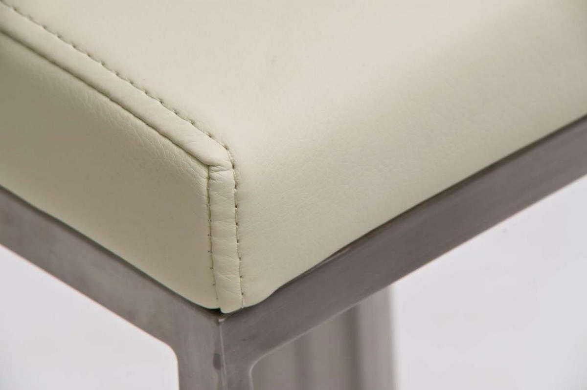 BARHOCKER Lederlook Creme - Edelstahlfarben/Creme, Textil/Metall (42/86/44cm) - CLP