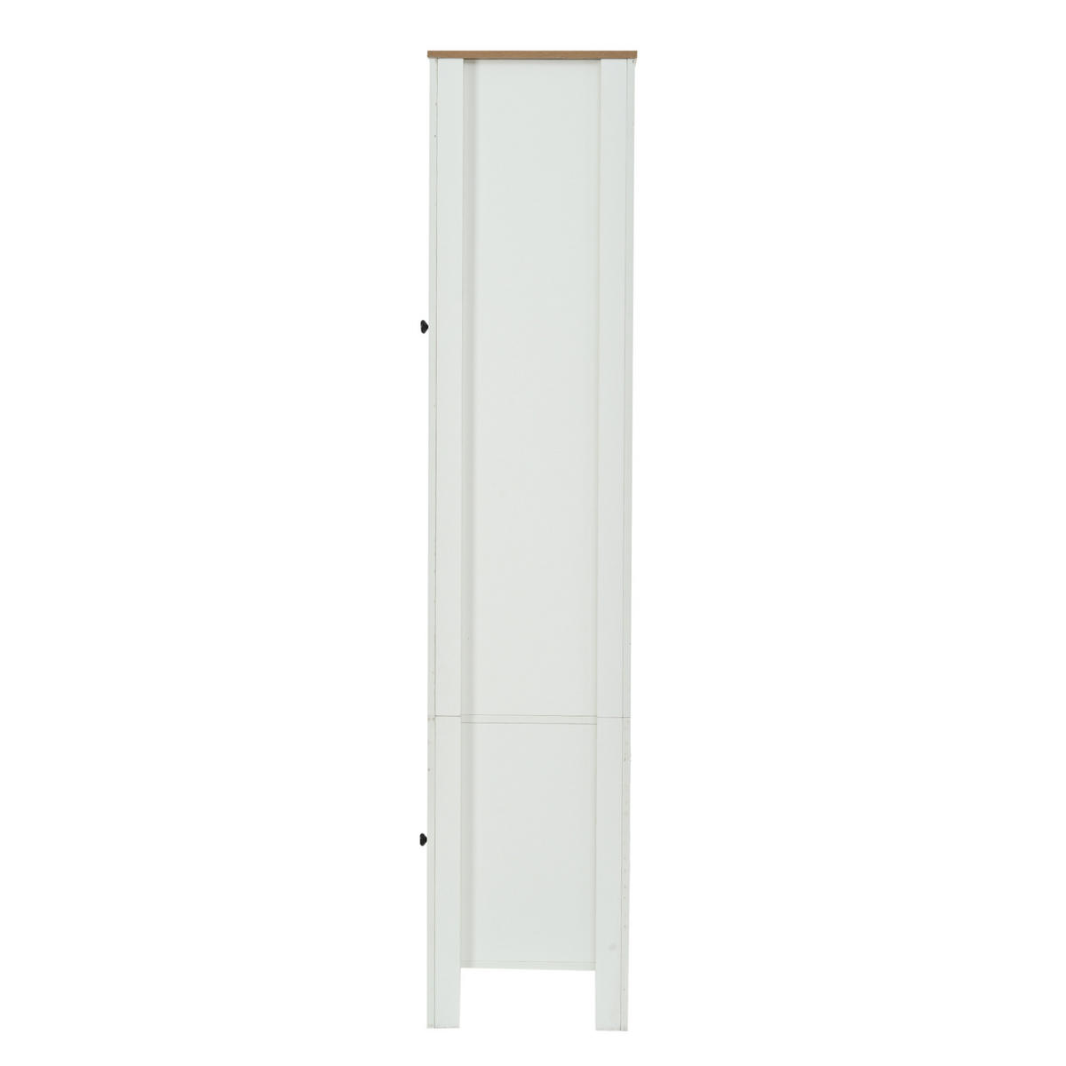 VITRINE LED Hochschrank Glas 188cm 6 Böden Weiß Holzoptik - Weiß, Holzwerkstoff (70/188/40cm) - FLIEKS