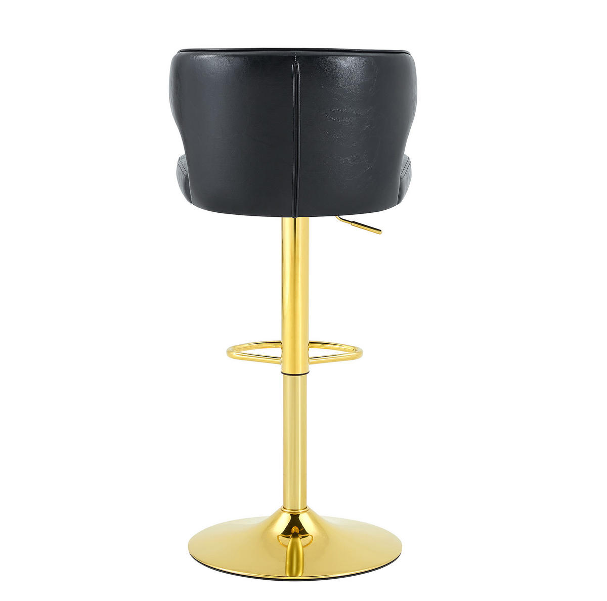 BARHOCKER mit Rückenlehne, höhenverstellbar, 360° drehbar, PU Schwarz - Schwarz, Metall (45/110/49.7cm) - Meubliv