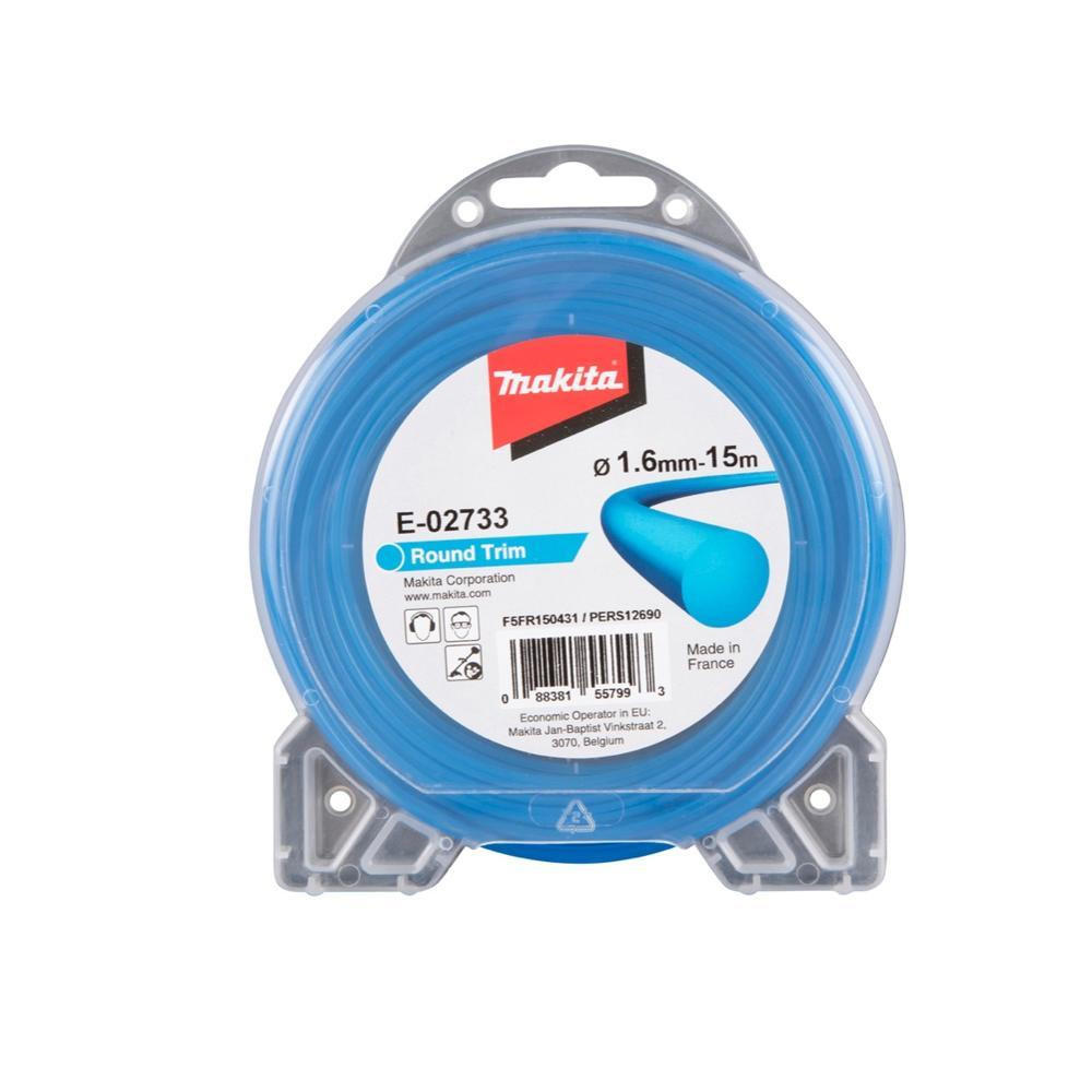 MAKITA E-02733 Mähfaden rund 1,6 mm 15 m für Akku Rasentrimmer DUR 181 / UR 100 / UR 3000 / UR 3500 - Multicolor, Kunststoff (35/30/40cm) - Makita