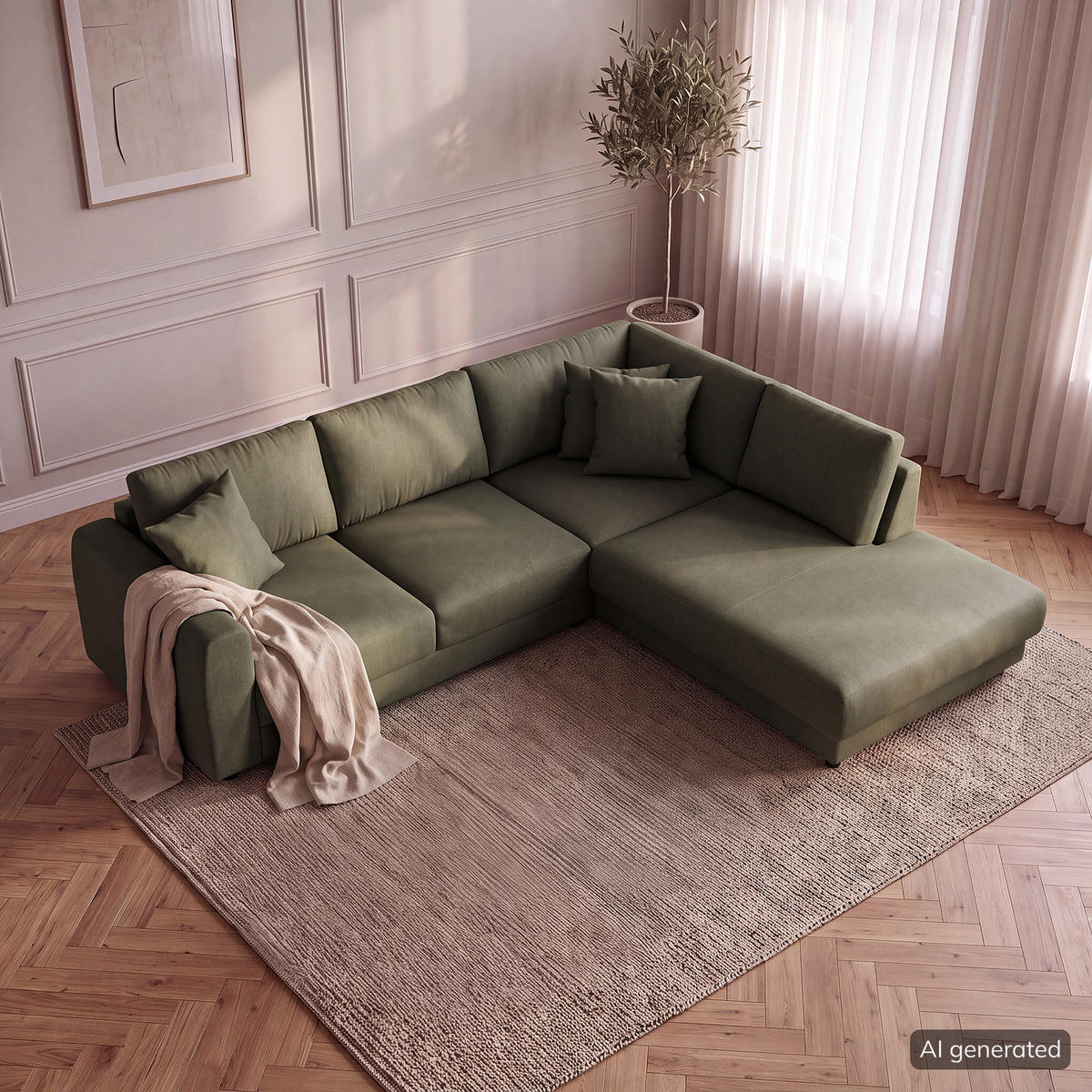 ECKSOFA mit Ottomane - Schwarz/Grau, Holz/Kunststoff (267/254cm) - home24