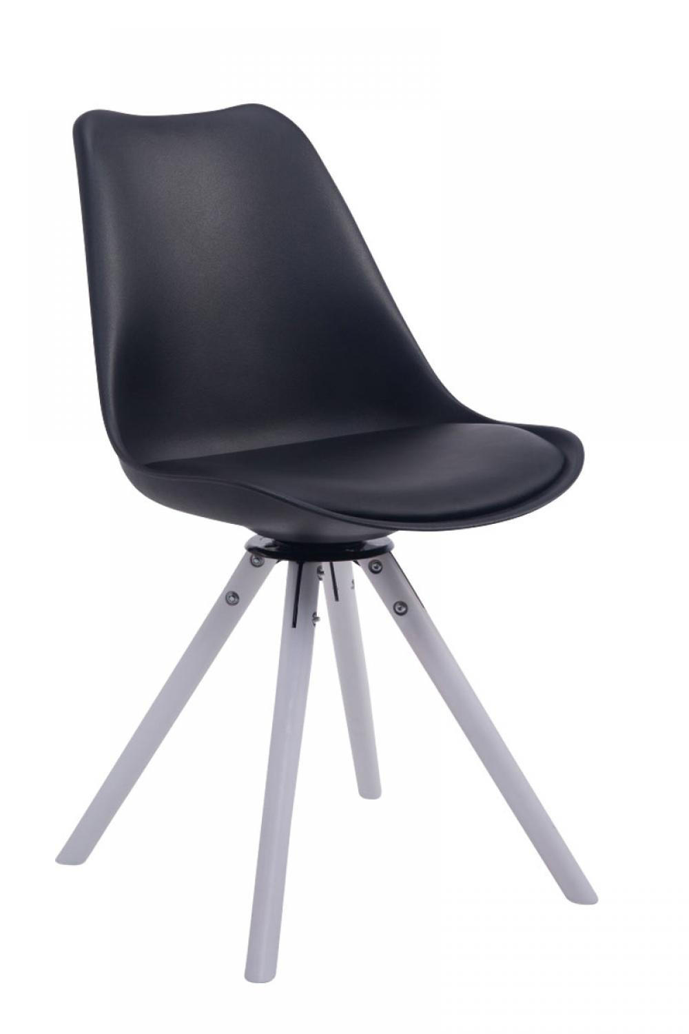 STUHL Lederlook Schwarz - Schwarz/Weiß, Holz/Textil (48/84/56cm) - CLP