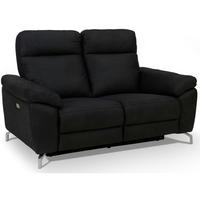 ZWEISITZER-SOFA Mikrofaser Schwarz - Schwarz, Leder/Metall (162/101/96cm) - Furnhouse