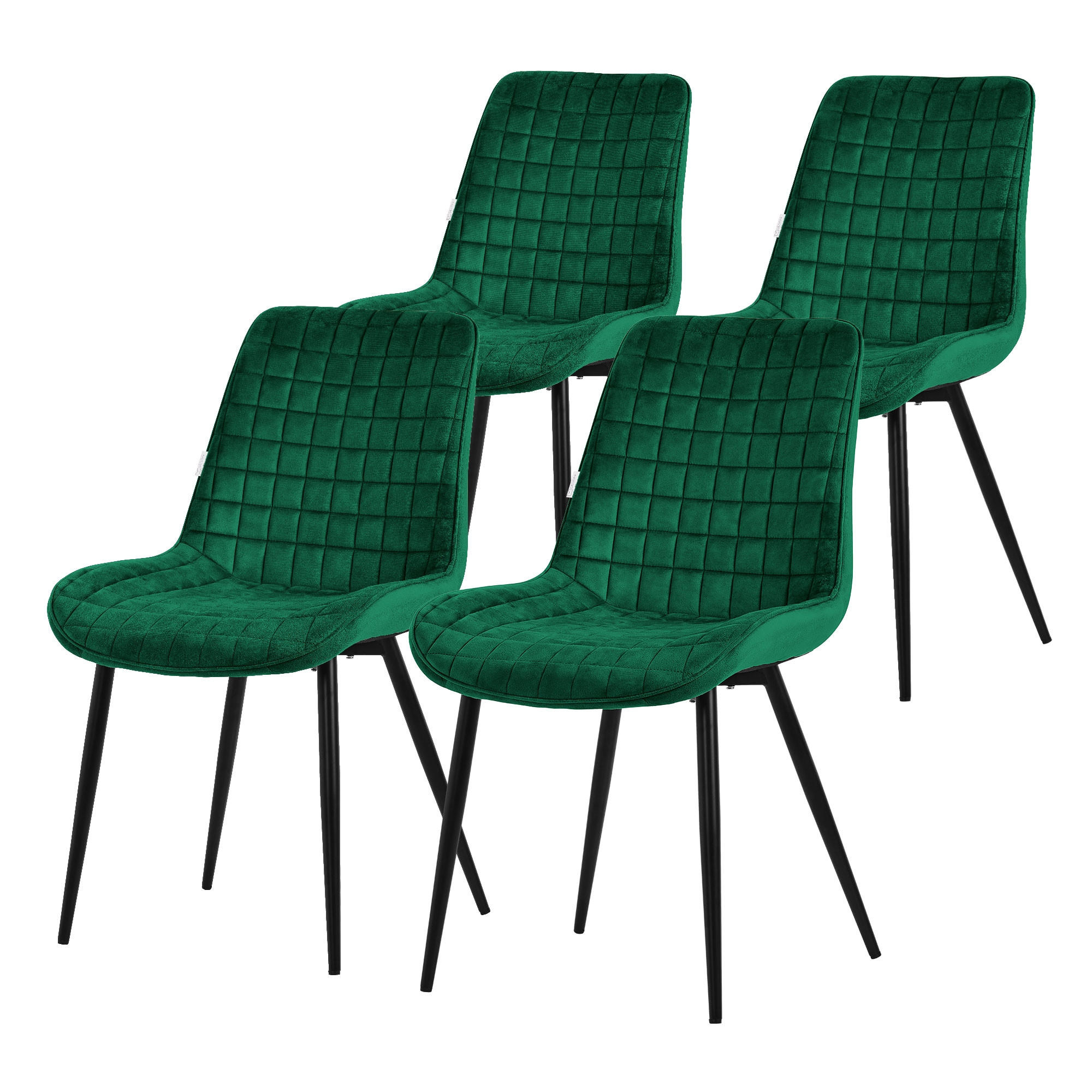 ML-DESIGN JÍDELNÍ ŽIDLE, SADA 4 KS, tmavě zelený samet