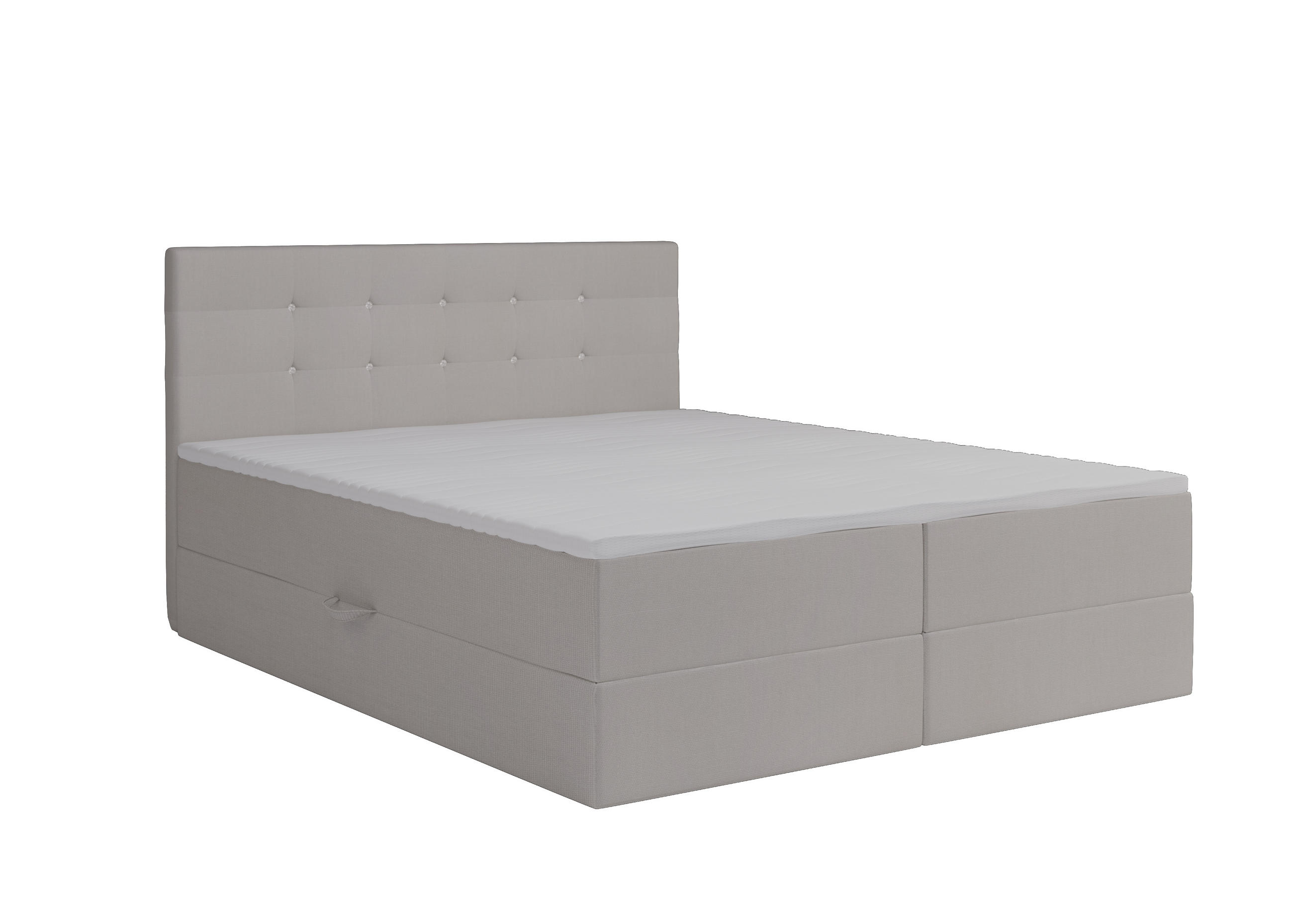 BOXBETT Malaga Beige 160x200 cm Bettkasten + Topper - Beige, Holz/Textil (160/200cm) - Comfortic