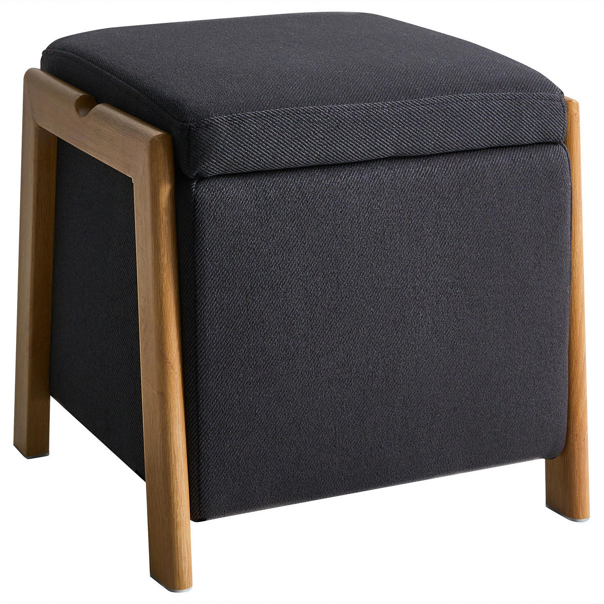 SOFA-SET 3-Sitzer mit Pouf Stoff Schwarz Edland - Schwarz/Braun, Textil (152/92/76cm) - Beliani