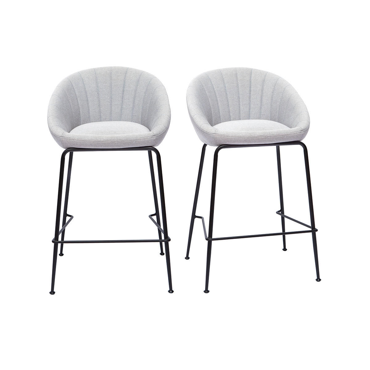 BARHOCKER Hellgrauer Stoff 65 cm 2er-Set SHERU - Hellgrau, Textil (50.5/88.5/51cm) - Miliboo