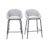 BARHOCKER Hellgrauer Stoff 65 cm 2er-Set SHERU - Hellgrau, Textil (50.5/88.5/51cm) - Miliboo