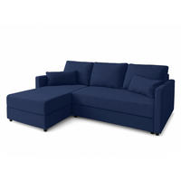 ECKSOFA L Form Dolceo Blau 226/140/78 cm – Schlaffunktion Universell Rechts Links - Blau/Schwarz, Kunststoff/Textil (226/140cm) - AX Living