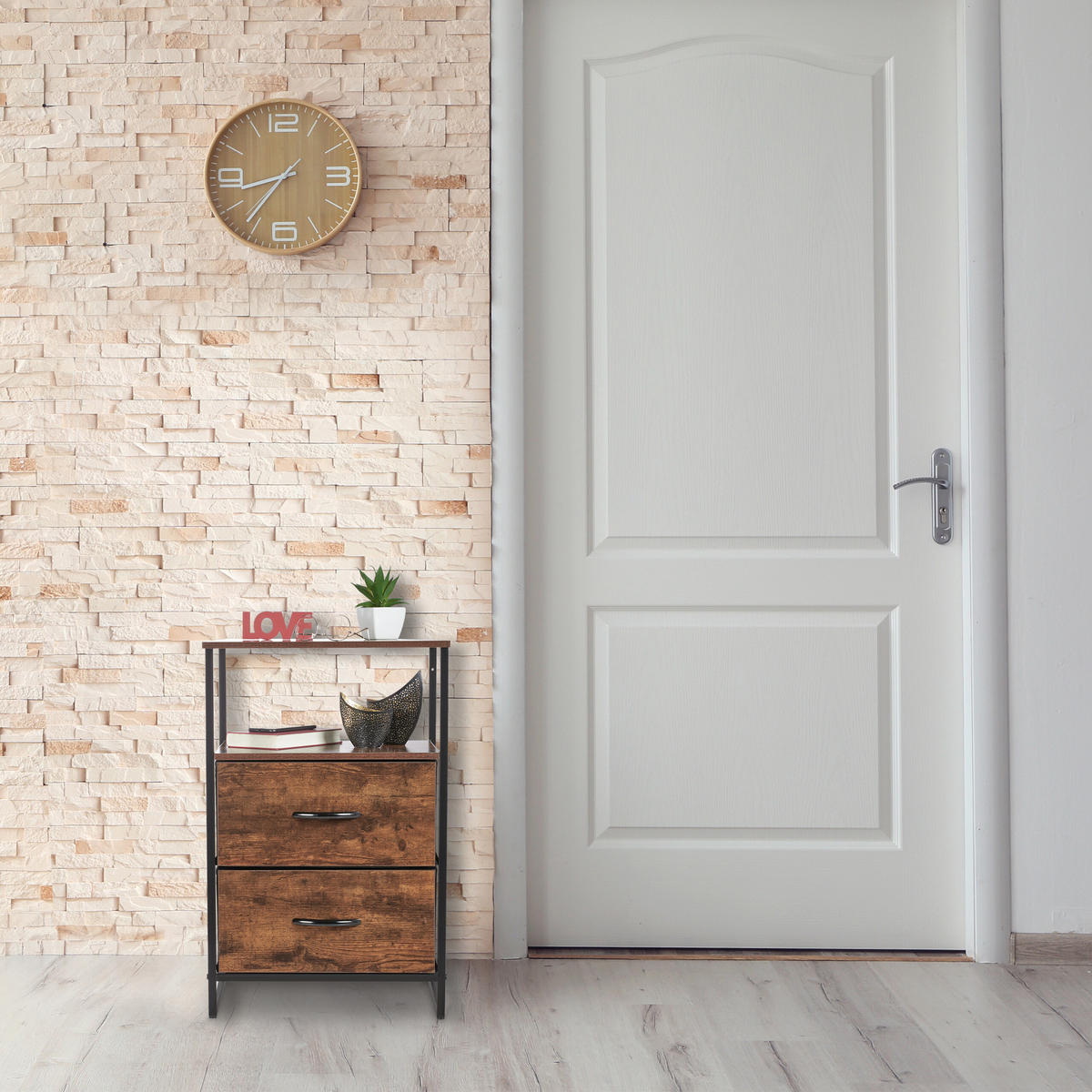 NACHTTISCH 2er Set - Dunkelbraun, Holz/Holzwerkstoff (45/70/42.5cm) - Relaxdays