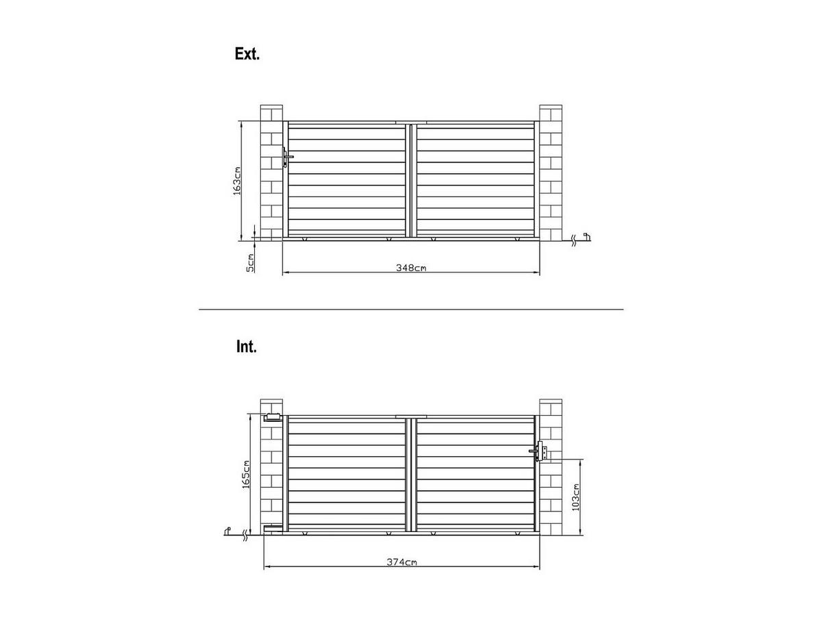 GARTENTOR Schiebetor - 374 x 165 cm - voll - Aluminium - Anthrazit - NAZARIO - Anthrazit, Metall (348/163cm) - Vente-Unique
