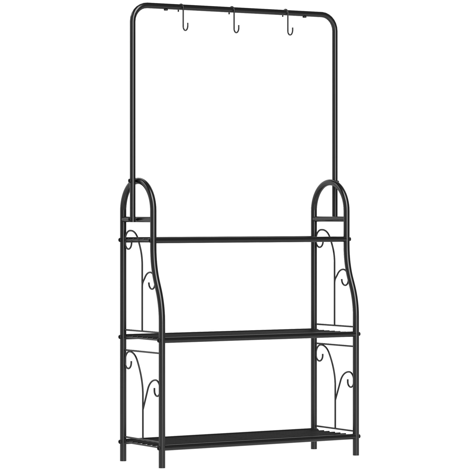 PFLANZENSTÄNDER Metall Schwarz - Schwarz, Metall (25/137/75cm) - Outsunny